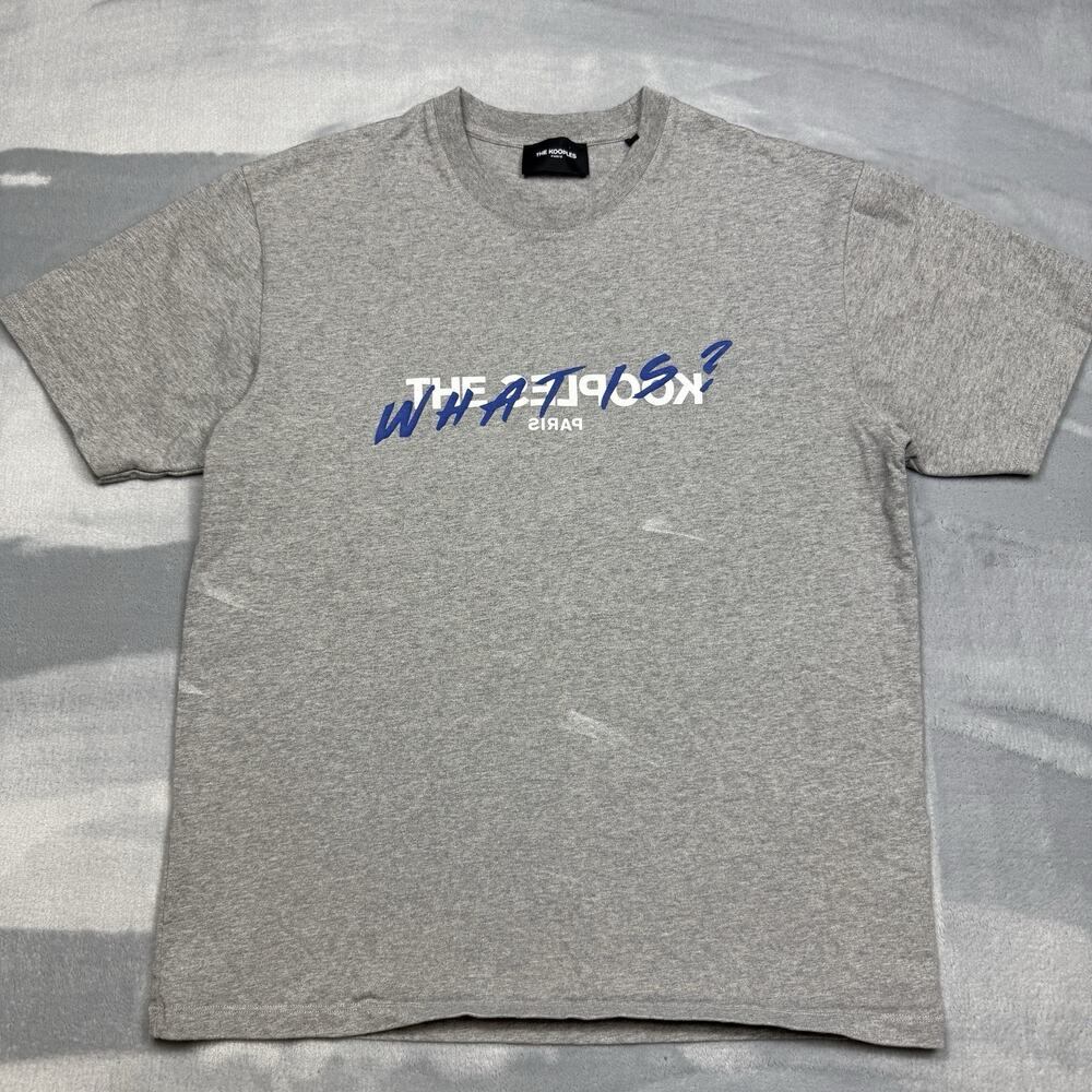 The Kooples Paris What Is? Graphic T Shirt Mens L Gray Heavyweight Cotton